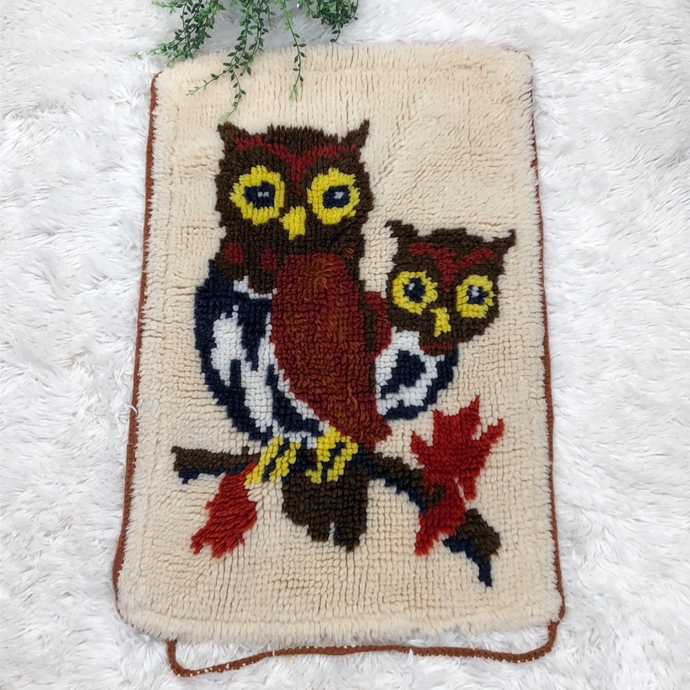 Owl latch hook wall hanging -